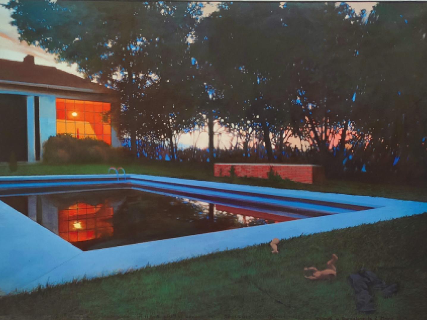 La piscine de la Casa de Velázquez au crépuscule by Jacques Damville, Madrid 1973.