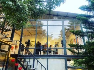 Exterior facade of Gallery Mcube in Lalitpur, Nepal.