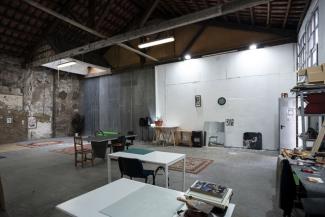 View of an industrial studio space