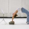 Female dancer in a rehearsal space during a workshop programme at ImPulsTanz in Vienna
