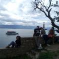 People sitting at Lake Ohrid