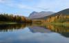 Vista of a lake and surrounding forests in Swedish Lapland